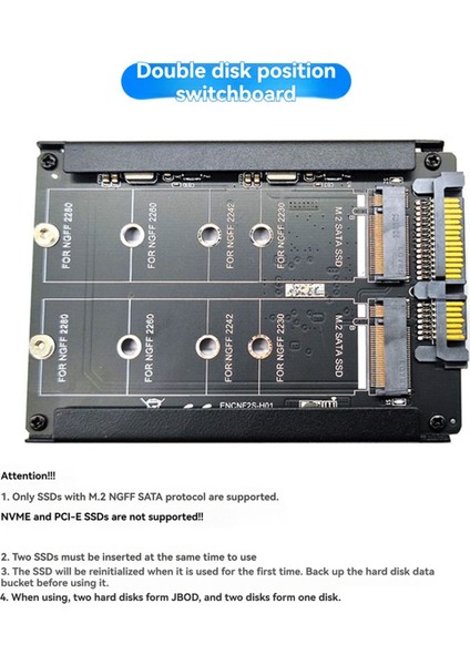 M.2 - Sata Adaptör Kartı, Çift Portlu M.2 Ngff SSD - Sata Arayüz Dönüştürücü, 2230-2280 M2 SSD Boyutları Için (Yurt Dışından)