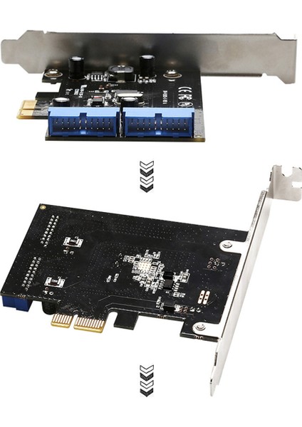 Pcı Express USB 3.0 19 Pin Genişletme Kartı Pcıe 1x Ila 2 Port USB 3 19 Pin Adaptörü Dahili Usb3 20PIN Hub Başlığı (Yurt Dışından)