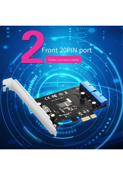 Pcı Express USB 3.0 19 Pin Genişletme Kartı Pcıe 1x Ila 2 Port USB 3 19 Pin Adaptörü Dahili Usb3 20PIN Hub Başlığı (Yurt Dışından)