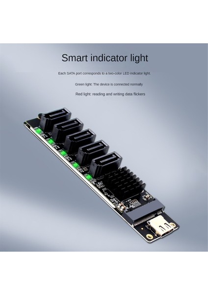 Type-C - 5 Port Sata3.0 Adaptör Kartı Yükseltici Kart JM575+JMS580 Sata3 6gbps USB10G Şasi Sunucu Pc Bilgisayar Genişletme (Yurt Dışından)