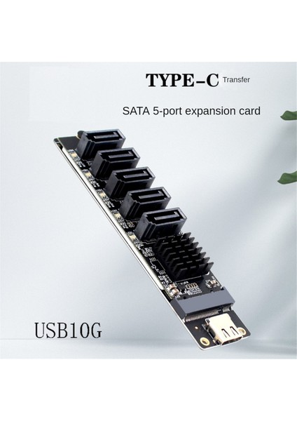 Type-C - 5 Port Sata3.0 Adaptör Kartı Yükseltici Kart JM575+JMS580 Sata3 6gbps USB10G Şasi Sunucu Pc Bilgisayar Genişletme (Yurt Dışından)