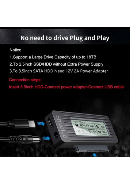 Shuole USB 3.0 - Sata/ıde Adaptör Kablosu 2,5 ve 3,5 Inç Hdd/ssd Sata Iıı Sabit Disk Dönüştürücü Pc ve Dizüstü Bilgisayar Için (Yurt Dışından)