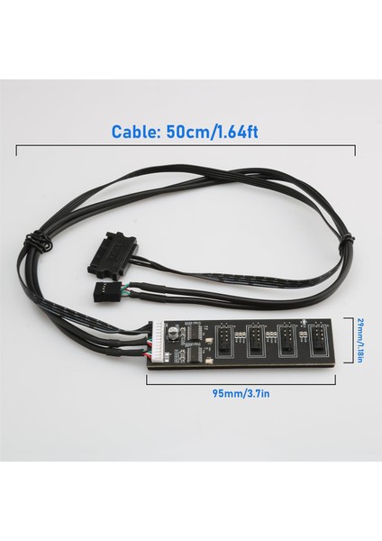 Sata Güç Kablosu ile 9pin USB Başlık Ayırıcı, Dahili USB Hub Uzatma USB 2.0 Ayırıcı Konnektörü Anakart Için (Yurt Dışından)