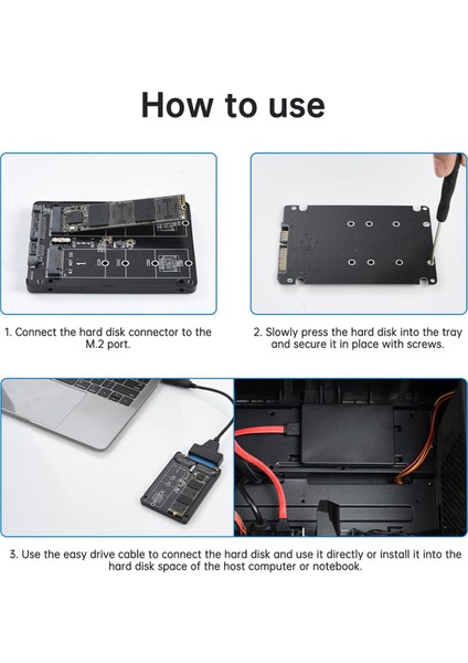 M.2 Sata (Ngff) - Sata 3.0 Çift Kart Adaptörü Ngff B Anahtarı/b&m Anahtarı M.2 Ngff Sdd - 2.5 Inç Sata Iıı Dönüştürücü Adaptörü (Yurt Dışından)