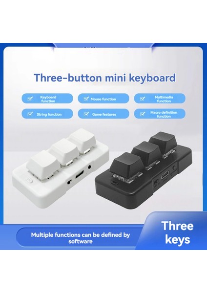 MK321G 3 Tuşlu Mini Özelleştirilmiş Mekanik Klavye Mavi Anahtar USB ve 2.4g Kablosuz Çift Modlu Osu Oyun Multimedya Siyah (Yurt Dışından)