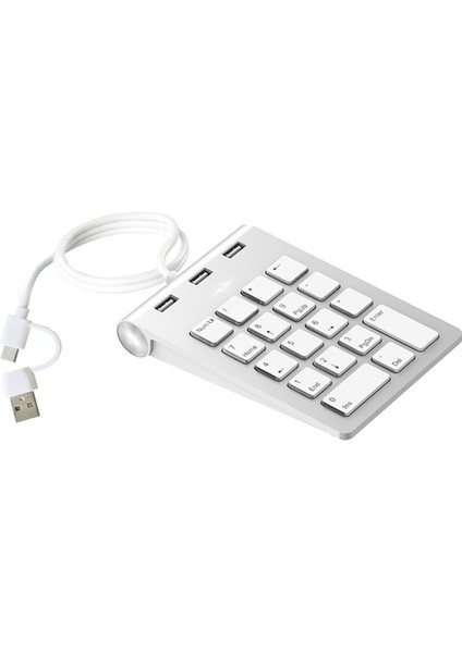 Mini Sayısal Tuş Takımı Klavye 18 Tuşlu Sayısal Tuş Takımı Sayısal Tuş Takımı 3 Portlu Tip-C/usb Hub Dizüstü Masaüstü Bilgisayar Için (Yurt Dışından)