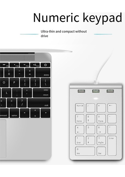 Mini Sayısal Tuş Takımı Klavye 18 Tuşlu Sayısal Tuş Takımı Sayısal Tuş Takımı 3 Portlu Tip-C/usb Hub Dizüstü Masaüstü Bilgisayar Için (Yurt Dışından)