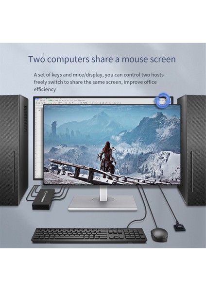 DVI Kvm Anahtarı 2'si 1 Arada 4K Iki Bilgisayar Paylaşımlı USB Klavye Fare Baskı Monitör Çok Işlevli Anahtarlama Ekranı (Yurt Dışından)
