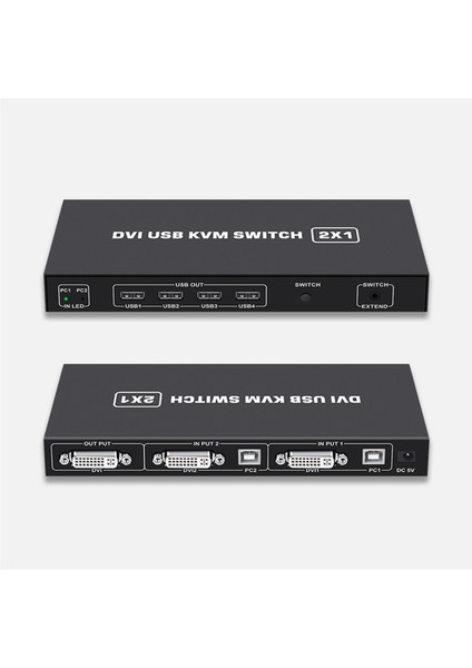 DVI Kvm Anahtarı 2'si 1 Arada 4K Iki Bilgisayar Paylaşımlı USB Klavye Fare Baskı Monitör Çok Işlevli Anahtarlama Ekranı (Yurt Dışından)