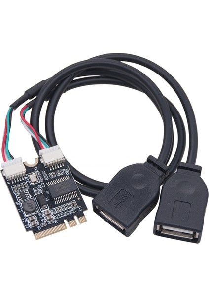 M.2 - USB Yükseltici Kart 480MBPS M.2 Key A+E WIN10 Için Yükseltici Kablolu Çift Portlu Usb2.0 Genişletme Kartı (Yurt Dışından)