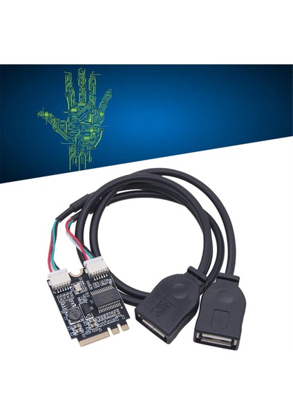 M.2 - USB Yükseltici Kart 480MBPS M.2 Key A+E WIN10 Için Yükseltici Kablolu Çift Portlu Usb2.0 Genişletme Kartı (Yurt Dışından)