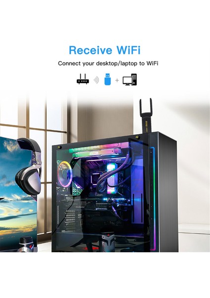 Fenvı AX1800 Kablosuz Ağ Kartı Wifi 6 USB Dongle 1800MBPS Çift Bant 2.4g/5g USB 3.0 Wıfı Adaptörü Dizüstü Masaüstü Için (Yurt Dışından)