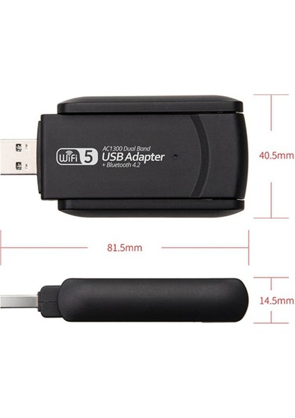 1300MBPS USB Wifi Adaptörü USB 3.0 Kablosuz Dongle 2.4g ve 5g Çift Bant 2'si 1 Arada Masaüstü Bilgisayar Için Kablosuz Ağ Kartı (Yurt Dışından)
