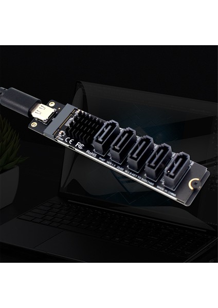 Type-C'den Sata3.0'a 5 Port Adaptör Dönüştürücü Kart 6gbps USB10G JM575+JMS580 Sata SSD HDD Genişletme Için (Yurt Dışından)
