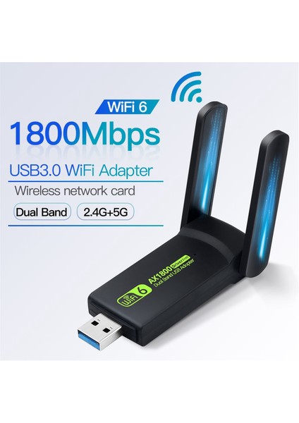 1800MBPS Wifi6 Usb3.0 Ağ Adaptörü 802.11AX Çift Bant 2.4g/5ghz Kablosuz Wifi Dongle Ağ Kartı WIN10/11 Pc Desteği (Yurt Dışından)