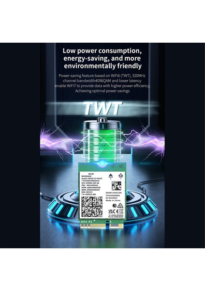 Wifi 7 BE200 Ağ Kartı Bluetooth 5.4 Üç Bantlı 2.4g/5g/6ghz 8774MBPS BE200NGW M.2 Kablosuz Adaptörü WIFI6E'DEN Daha Iyi (Yurt Dışından)
