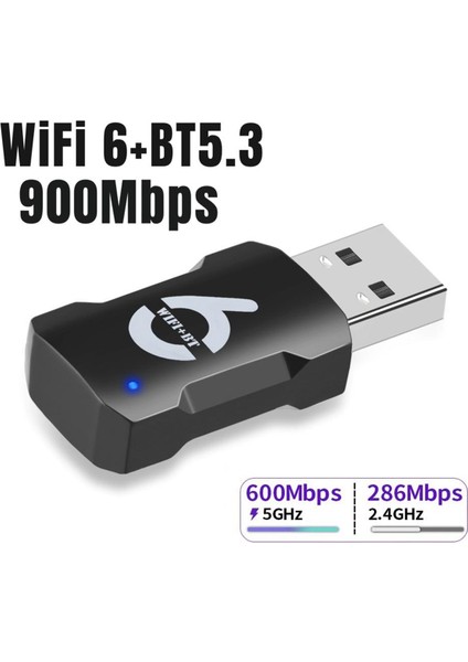 USB Wifi Adaptörü 900MBPS Bluetooth 5.3 Kablosuz Çift Bant 2.4g/5ghz Wifi USB Dongle Wlan Alıcısı Pc/dizüstü Bilgisayar Için (Yurt Dışından)