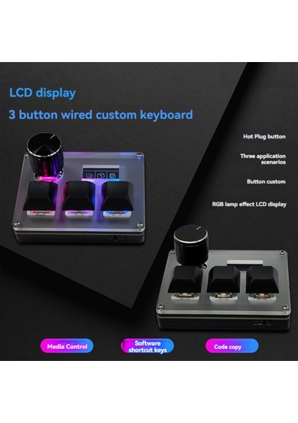 3 Tuşlu Kablolu Özel Klavye Mavi Eksen Anahtarı Osu Oyun Klavyesi Düğmeli Ekran Rgb Kopyala Yapıştır Shotcut Klavye (Yurt Dışından)