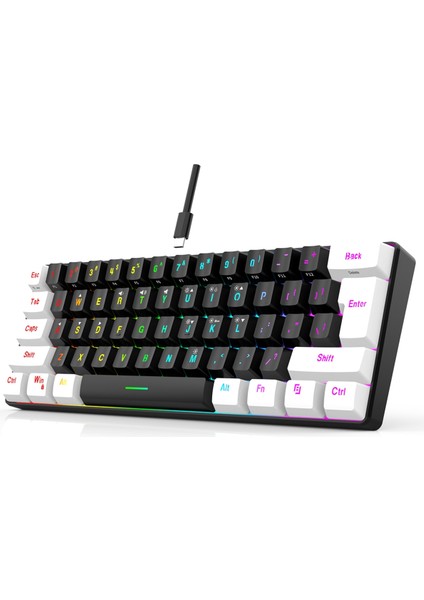 Dizüstü Bilgisayar Ofis Iş Masaüstü Ev Için USB Kablolu Klavye 61 Tuş Rgb Arkadan Aydınlatmalı Bilgisayar/mac Oyun Klavyeleri Siyah (Yurt Dışından)
