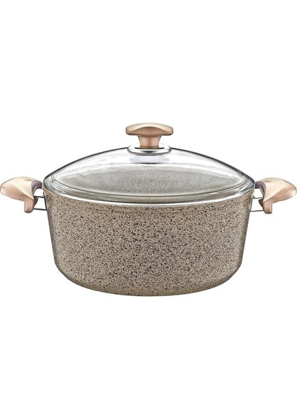3110 2 Parça Bio Granit 18X10 cm 2,00 Litre Derin Tencere Sütlü Kahve Rengi