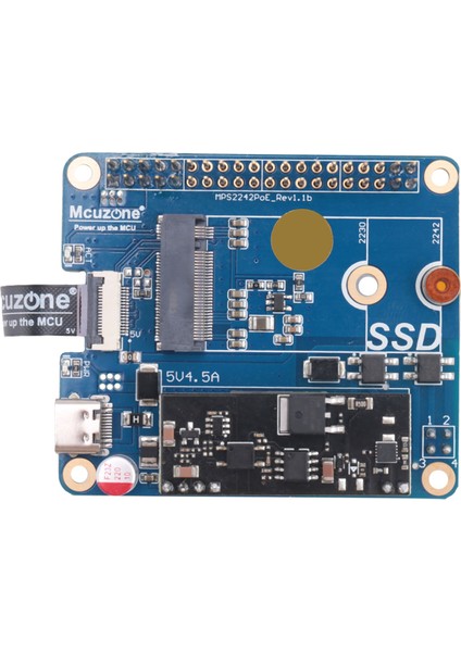 Mcuzone MPS2242-POE Pcıe - Nvme SSD 2242 Hat, Raspberry Pi 5 Için Poe Güç, 5V4.5A Güç Kaynağı, MPS2242-POE A Sürümü (Yurt Dışından)