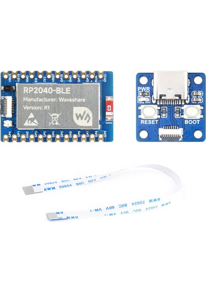 Waveshare RP2040-BLE Mikrodenetleyici Geliştirme Kartı + Adaptör Kartı Çift Modlu Bt 5.1 Fpc 8pın Port Çok Fonksiyonlu Gpıo Pin (Yurt Dışından)