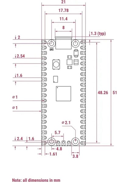 Raspberry Pi Pico 2 Geliştirme Kartı RP2350 Mikrodenetleyici Arm CORTEX-M33 Hazard3 Rısc-V 520KB 4mb Anakart (Yurt Dışından)