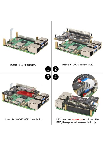 X1000 M.2 Nvme SSD Shield Pcıe Çevre Birimi Kartı Raspberry Pi 5 ile Uyumlu (Yurt Dışından)
