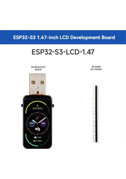 ESP32-S3 Geliştirme Kartı 1.47 Inç LCD Ekran Dahili Rgb Renkli Micro-Sd Kart Tutucu Tam Hızlı USB Seri Port (Yurt Dışından)