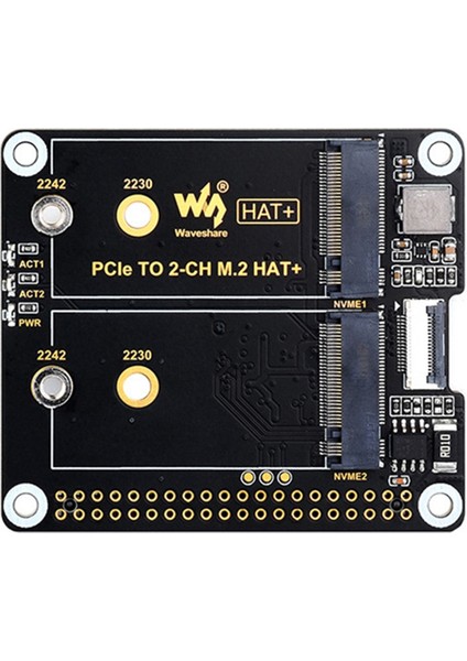 Raspberry Pi 5 Için Waveshare Çift Kanallı Pcıe - M.2 Genişletme Kartı Nvme SSD Hat+ Standart Yüksek Hızlı Okuma/yazma Önyükleme Kartı (Yurt Dışından)
