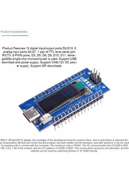 Nanov3.0 ATMEGA328P Geliştirilmiş Sürüm CH340C Modül Geliştirme Kartı VIN6-12V Dc Güç Kaynağı (Yurt Dışından)