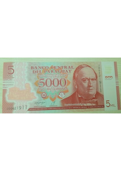 Paraguay 5000 Guaranies Tip(Polymer) Çil