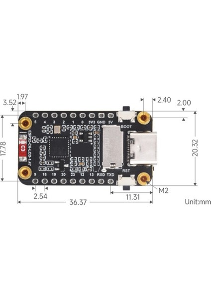 ESP32-C6 LCD Ekran Geliştirme Kartı Wifi 6 Bluetooth 5 Dahili Rgb Renkli 1.47 Inç Tft LED Ekran USB Type-C Arayüzü (Yurt Dışından)