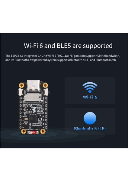 ESP32-C6 LCD Ekran Geliştirme Kartı Wifi 6 Bluetooth 5 Dahili Rgb Renkli 1.47 Inç Tft LED Ekran USB Type-C Arayüzü (Yurt Dışından)