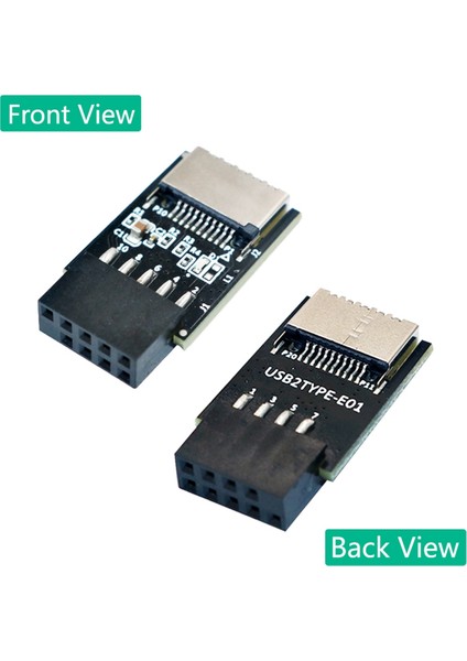 USB 2.0 9pin - Type-E Adaptörü USB 2.0 9pin Ön Panel Başlığı - Type-E Dahili Adaptörü 5V Güç Led'li (Yurt Dışından)