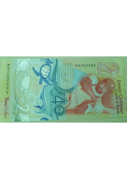 Eastern Caribbean 2 Dollar Tip(Polymer)Çil
