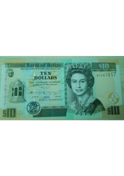 Belize 10 Dollar Çil
