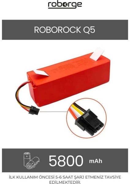 Roborock Q5 Robot Süpürge Uyumlu Batarya 5800 Mah - Muadil Ürün