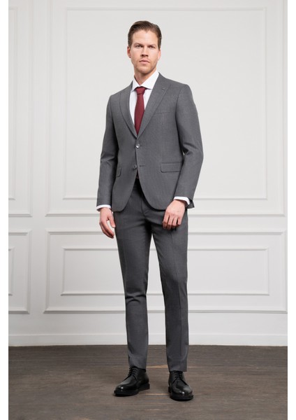 Erkek Füme Trend Slim Fit Dar Kesim Sivri Yaka Takım Elbise modelleri