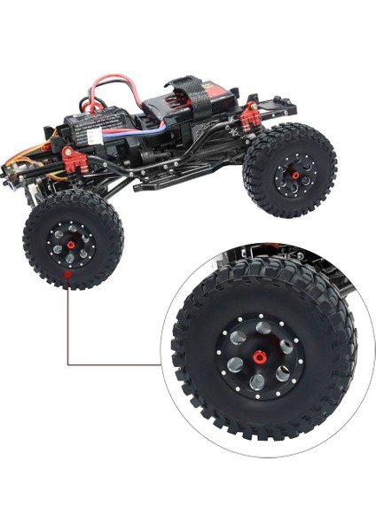 SCX24 Axı 90081 Metal Tekerlek Göbeği + Lastik + Altıgen Adaptör + Anahtar + 4 Kaymaz Vidalı Kapak, Yükseltme Aksesuarları (Yurt Dışından)