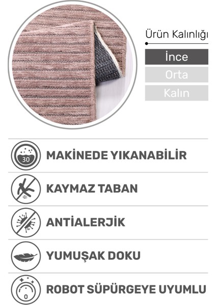 Lidya Kiremit Pamuk Dokuma Yumuşak Halı | Kaymaz Tabanlı, Yıkanabilen Modern Tasarımlı Kilim