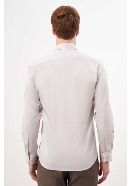 Erkek Taş Pamuk Düz Desen Sert Yaka Slim Fit Gömlek indirimleri