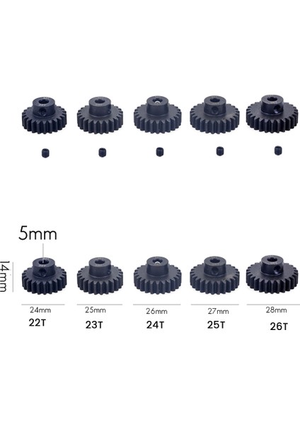 M1 5mm 24T Siyah Çelik Metal Pinyon Motor Dişlisi Için 1/10 Rc Model Araba Moto (Yurt Dışından)