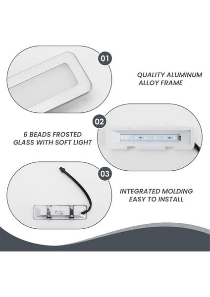 Davlumbaz Ampulleri, 120MM LED Ocak Işığı 1.5W Dikdörtgen Duman Havalandırma Lambası, Dc 12V Beyaz Sm Soket-Dişi-Buzlu (Yurt Dışından)
