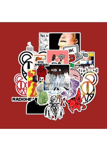 Radiohead Sticker Paketi -Bullet Journal - Ajanda - Planner - Defter - Laptop Etiket Çıkartma Çok Renkli 10 x 15 Paket Boyutu 3 x 5 cm Stickerlar Paket Içeriği 25 Adet Dadi Ramba Sticker