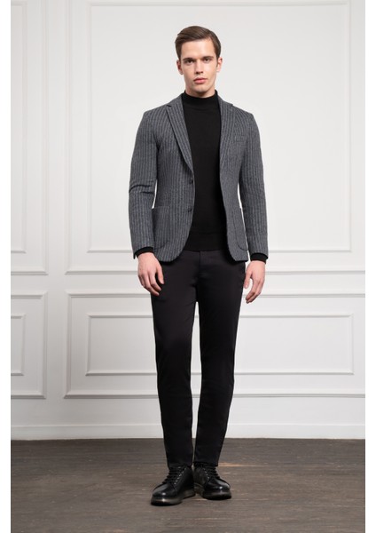 Erkek Gri Örme Slim Fit Dar Kesim Mono Yaka Ceket fiyatları
