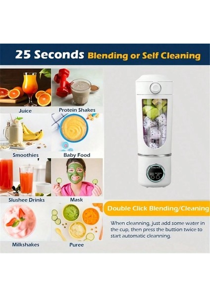 Taşınabilir Meyve Suyu Makinesi Blender Shake Smoothies 700ML 12 Bıçaklı Hızlı Karıştırma 2'si 1 Arada Blender Kişisel Meyve Suyu Sıkacağı 7.4VB (Yurt Dışından) indirimleri