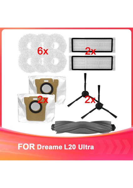 Dreame Sweeper Aksesuarları L20 Ultra Için Uygundur Yan Fırça Filtre Kauçuk Fırça Paspas Ana Fırça Toz Torbası (Yurt Dışından)