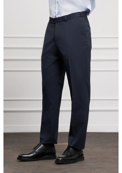 Erkek Lacivert Yünlü Basic Dynamic Fit Rahat Kesim Classic Pantolon fiyatları