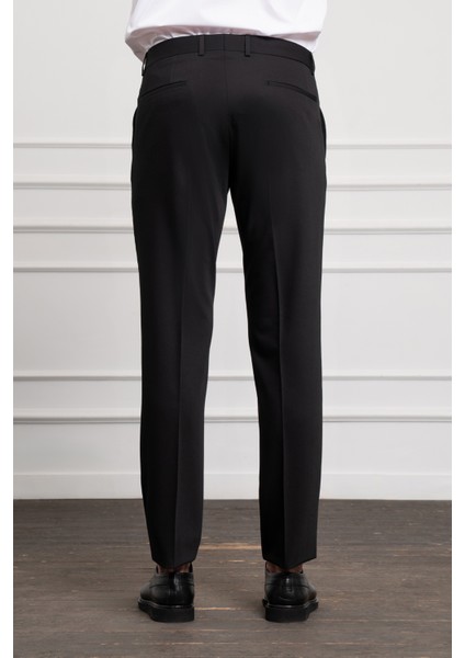 Erkek Siyah Poliviskon Basic Slim Fit Dar Kesim Pantolon modelleri